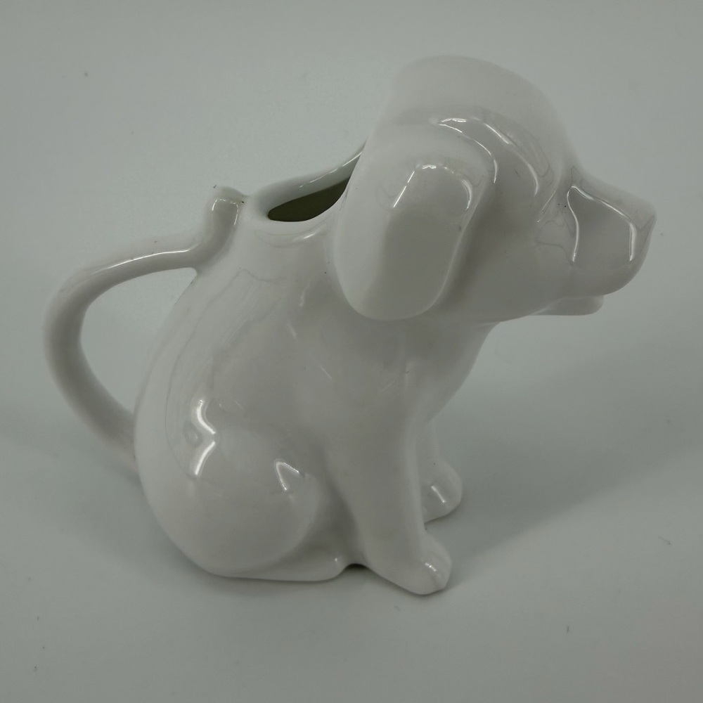 White Porcelain Dog Shaped Mini Creamer Pitcher - Picture 4 of 8